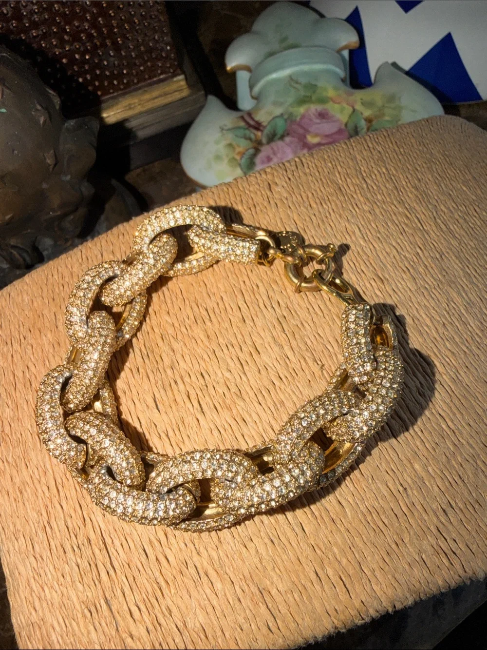 J. Crew Gold Crystal Pavé Link Bracelet